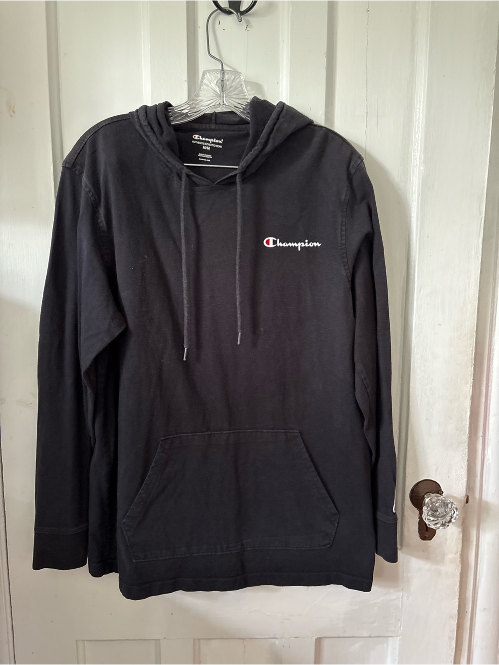 Champion Black Hoodie with Small Script Logo